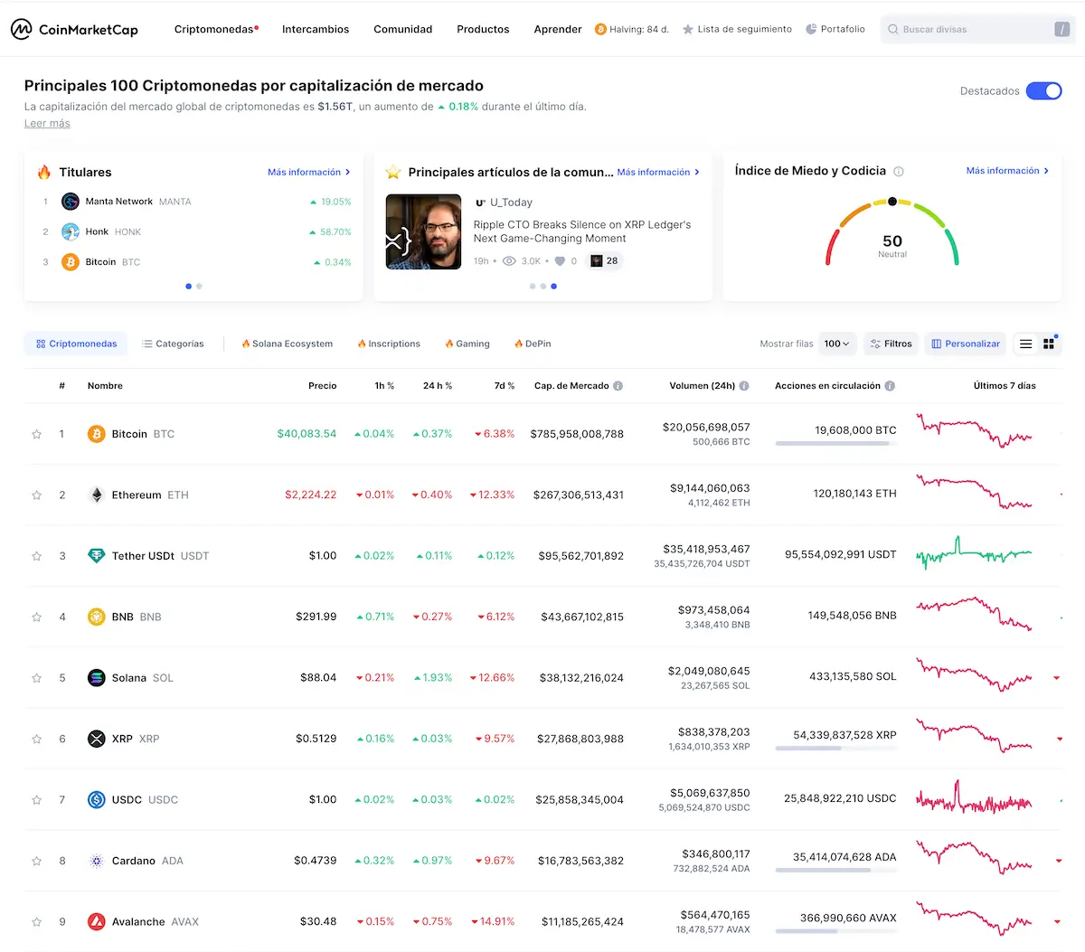 Información sobre criptomonedas