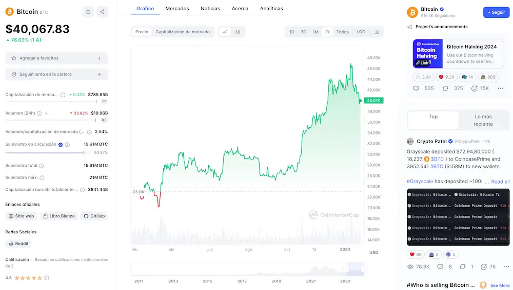 Obteniendo datos detallados de una criptomoneda